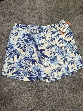 Ellen Tracy Blue Floral Linen Blend  Skort XXL